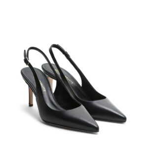 Slingback in nappa Nera e fodera nera con tacco 70 mm