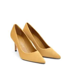 Décolleté classico in camoscio ocra e fodera abbinata con tacco stiletto 70 mm