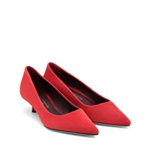 Decolletè classico in camoscio rosso con tacco stiletto 30 mm