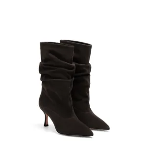 Tronchetto in camoscio carbone con tacco stiletto 70 mm
