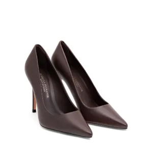 Decolletè classico in pelle moka con tacco stiletto 100 mm