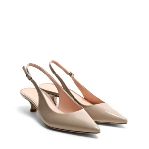 Slingback in nappa Sabbia e fodera rosa con tacco kitten 35 mm